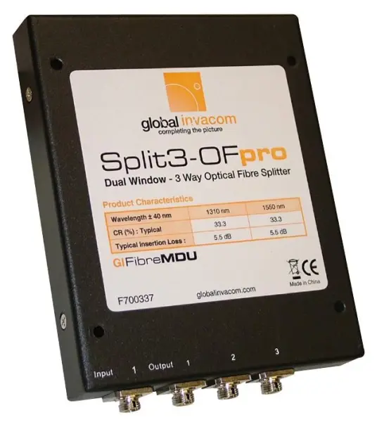 Global Communications Divisor Óptico de Fibra 3 Vías