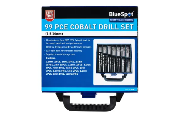 Blue Spot Tools - Kit de Brocas de Cobalto com 99 Peças (1.5-10mm)