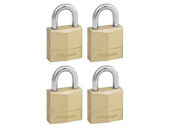 Master Lock מנעול פלדה וארד מוצק 20 מ״מ, 4 מנעולים עם מפתח זהה, 3 פינים