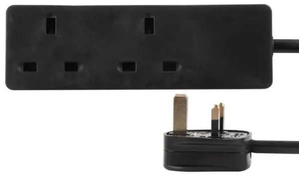 PRO ELEC Prolunga a Doppia Presa, 0,5m, Nero, 13A, 240V