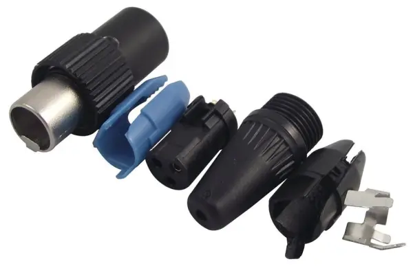 REAN Mini-XLR Γραμμική Υποδοχή, Screwlock, 3 Πόλοι, Επιχρυσωμένη