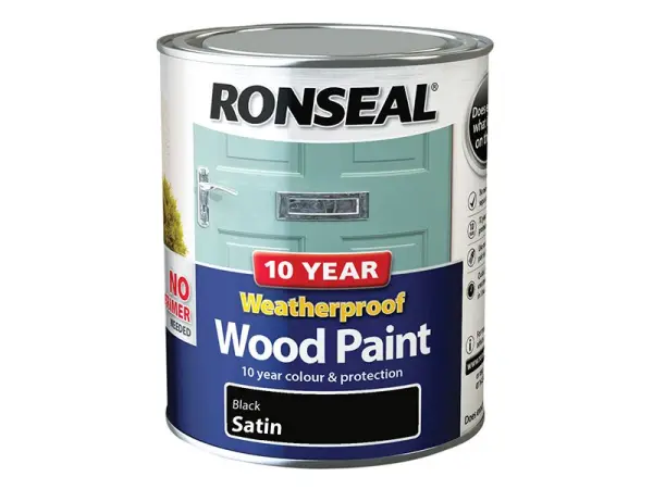 Peinture pour bois résistante aux intempéries Ronseal Garantie 10 ans - Noir S-