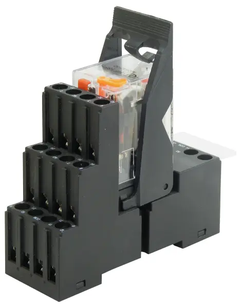 HONGFA 4-Pole Interface DIN Rail Relay Module with Test Button and Flag, 5A - 240V