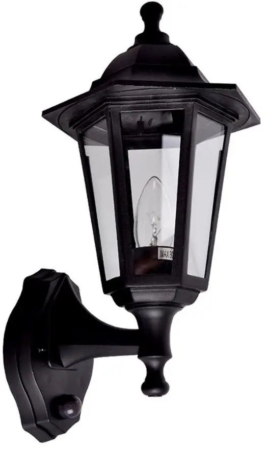 MINISUN Lampada da Esterno Portafortuna Mayfair con Sensore Crepuscolare, Nero,