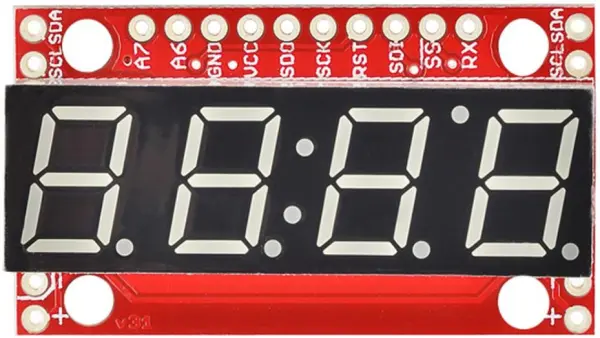 SparkFun 4-cijferig 7-segment seriële displaybord, 41x23mm