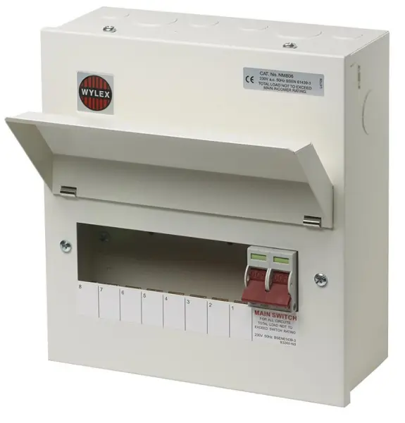 WYLEX 8-Way Metal Consumer Unit with 100A DP Main Switch