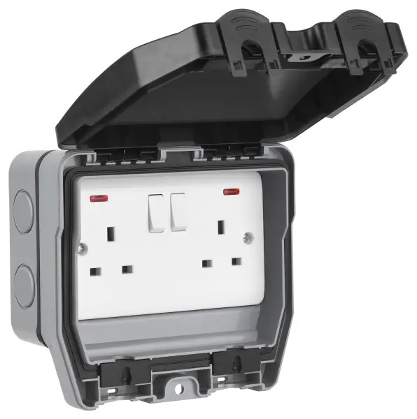 Outdoor Switched Socket, 2 Gang, IP66