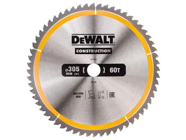 DEWALT stationäre Baukreissägeblatt 305 x 30mm x 60Z ATB/Neg