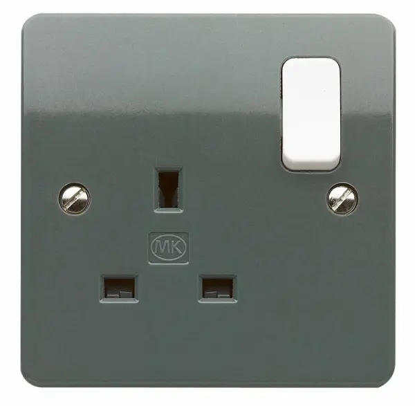 MK Logic Plus 13A 1 Gang Double Pole Switched Socket, Grey