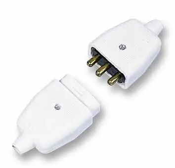 PERMAPLUG 10A Rewireable 3-Pin Plug & In-Line Socket Connector, White