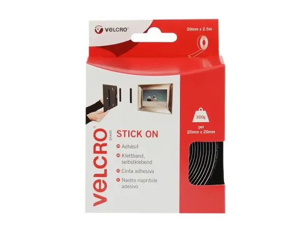 VELCRO Brand Stick N Stick Tape - Black 2.5m