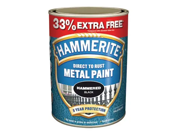 Hammerite Direct To Rost Verf Met Hamerslag Effect, Zilver, 750ml + 33%