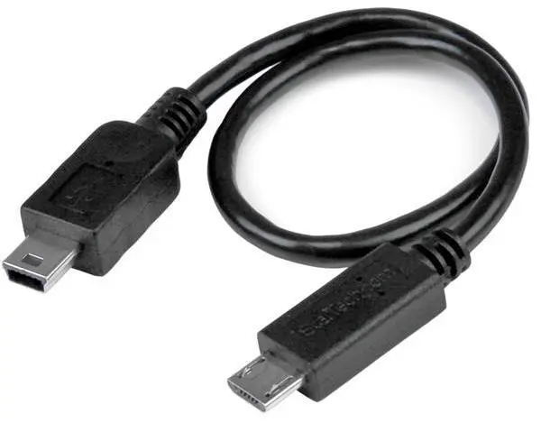 STARTECH כבל OTG מ-Micro USB ל-Mini USB 2.0, 0.2 מטר, שחור