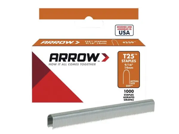 Arrow T25 Staples 14mm (9/16in) - Box of 1000