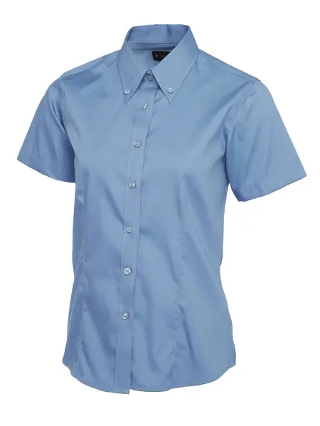 Uneek Women's Half Sleeve Pinpoint Oxford Shirt - Mid Blue - Size L