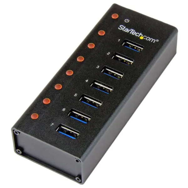 STARTECH 7-Port USB 3.0 Hub עם גוף אלומיניום וחשמל חיצוני