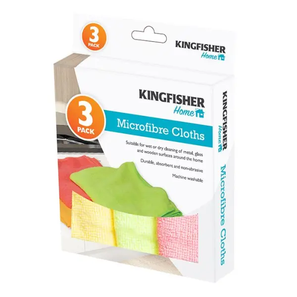 Kingfisher Mikrofaser-Tücher, 3er-Pack, hochsaugfähig, fusselfrei