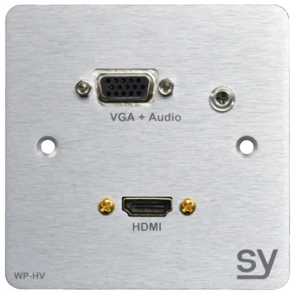 SY ELECTRONICS Pláta Balla HDMI & VGA Éadrom Meitealach 1-Gang, Airgead