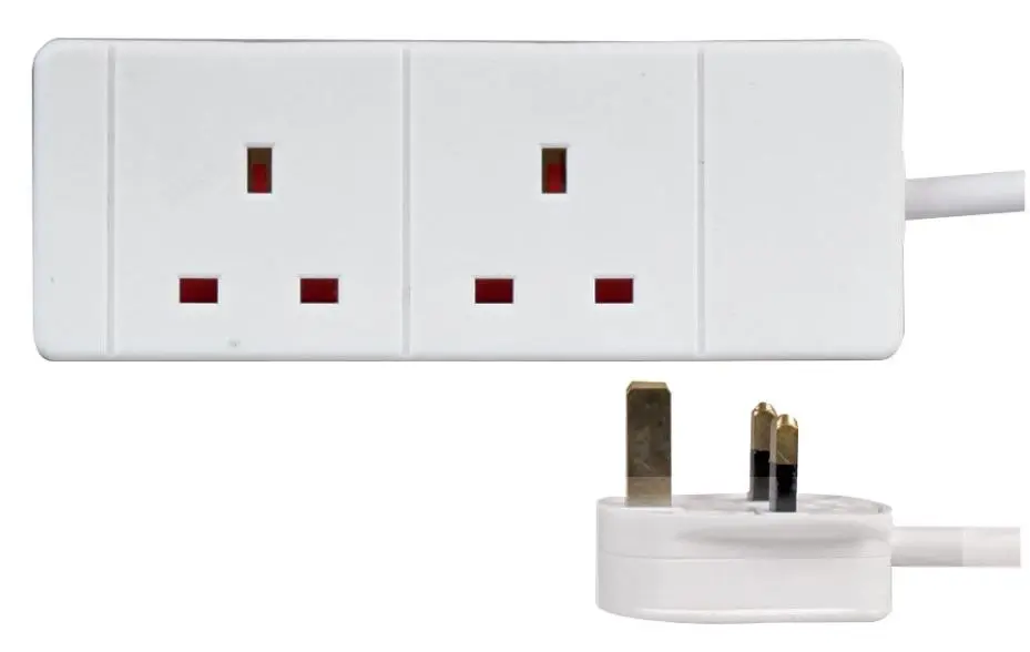 PRO ELEC - Multiprise 2 Prises 13A, 1m Blanc