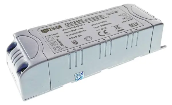Tiger 24V 2.5A Dimmable LED Driver, 60W Constant Voltage