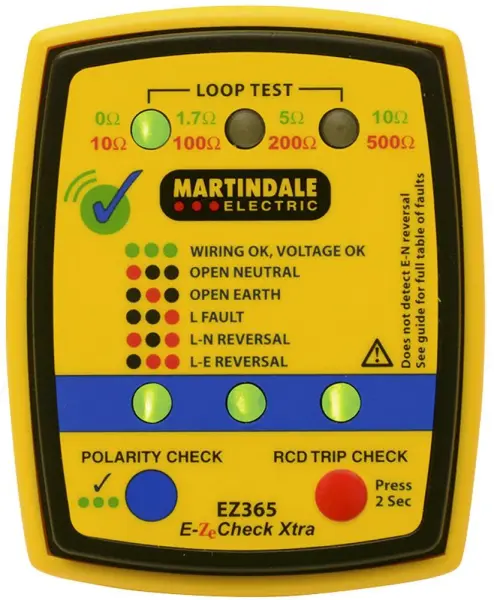 Martindale Electric EZ365 Socket & Non-Trip Earth Loop Tester with RCD