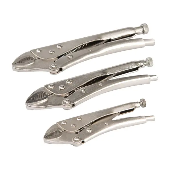 Silverline Self-Locking Pliers Set, 3 Pieces, Nickel-Plated Steel