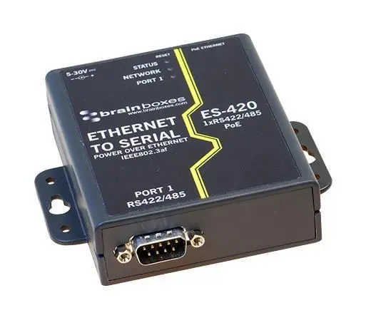 Brainboxes 1-Port RS422/485 PoE Ethernet to Serial Adapter