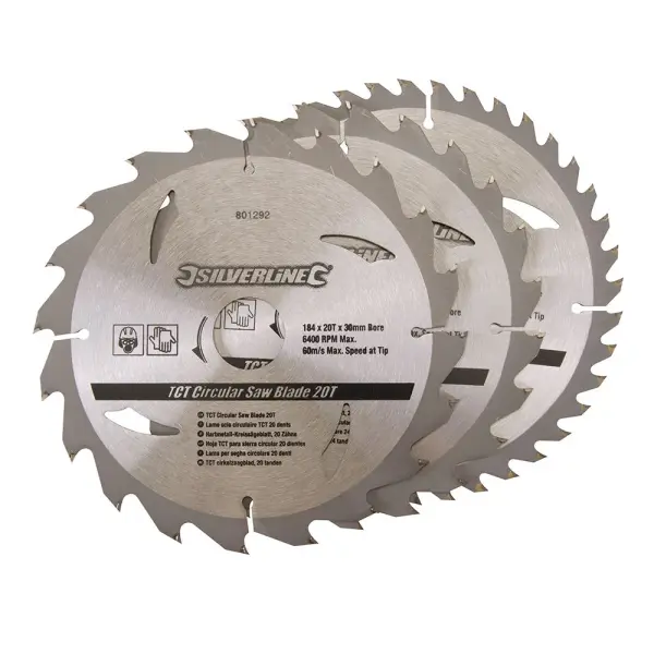 Silverline TCT Circular Saw Blades 3-Pack (20T, 24T, 40T)