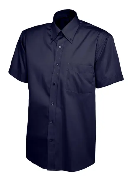 Uneek Camisa Oxford de Manga Corta para Hombre - Azul Marino - Talla 14.5