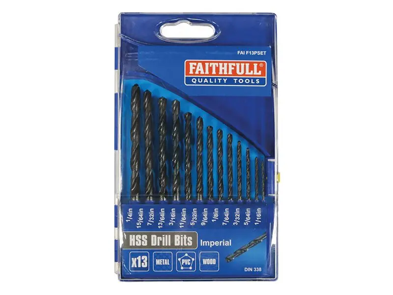 Faithfull - Set Gerudi HSS 13 Keping 1/16-1/4 x 1/64 inci