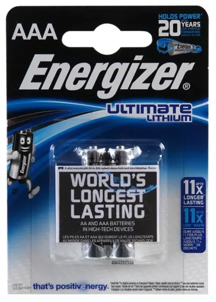 Energizer Ultimate Lithium AAA 배터리 2팩 - 고성능 리튬 배터리