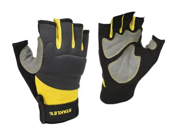 STANLEY Guanti Fingerless da Lavoro Performance, Taglia L, Palmo in Pelle Sint.