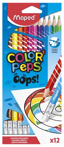 MAPED Color'Peps Oops! Erasable Colouring Pencils, Pack of 12
