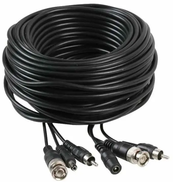 DEFENDER SECURITY 30m DC+BNC+RCA CCTV Lead - Male to Male, Black