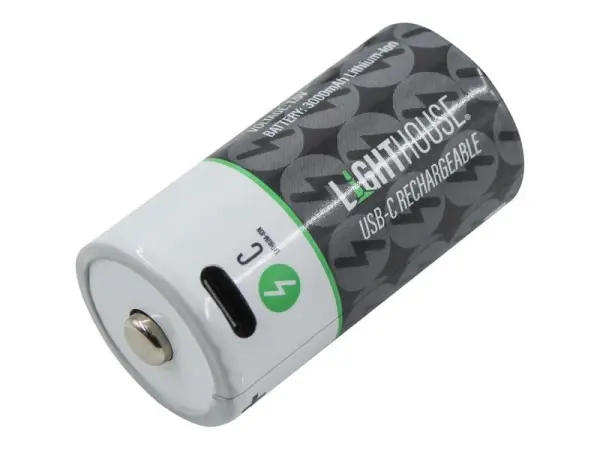 Lighthouse USB-C Rechargeable Batteries - C, Pack of 2