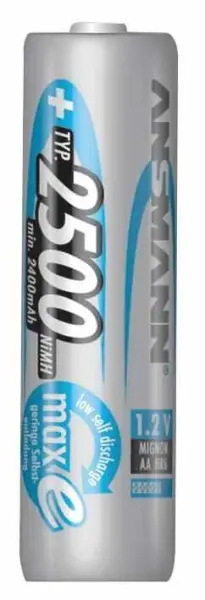 Ansmann NiMH Rechargeable AA Battery - 2500mAh, 1.2V, Low Self-Discharge