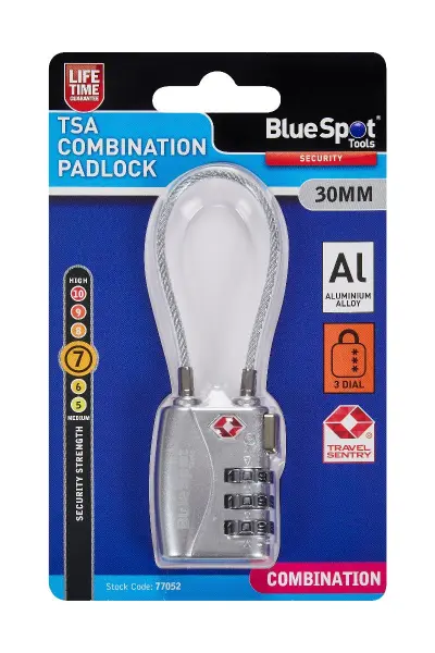 Blue Spot Tools 30mm TSA Combination Padlock