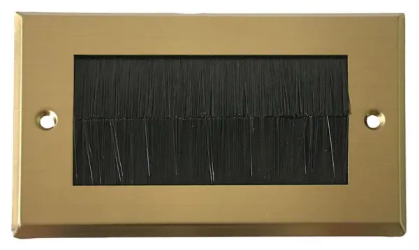 AV STAR לוח פלדה דו-כניסה למברשות ניהול כבלים, שחור עם גימור נחושת