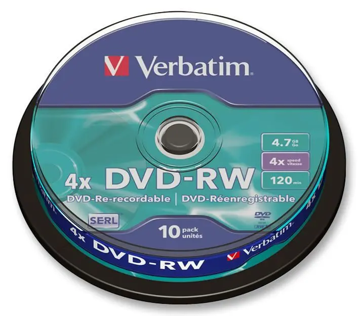 VERBATIM DVD-RW Vuoti 4x, 4,7GB, Confezione da 10