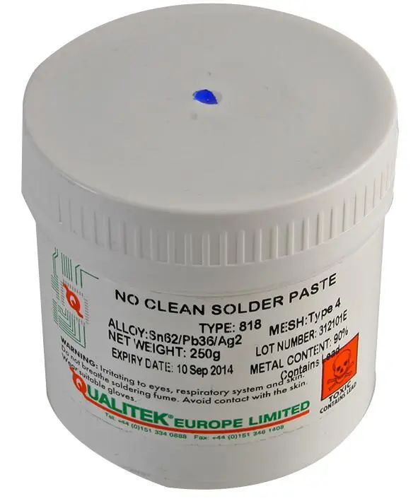 QUALITEK 818 Low Residue No-Clean Solder Paste, 250g