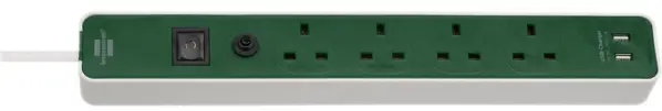 BRENNENSTUHL Ecolor FB 4-Θύρα Επεκτάσει Ρεύματος με USB, 1.5m, Πράσινο/Λευκό