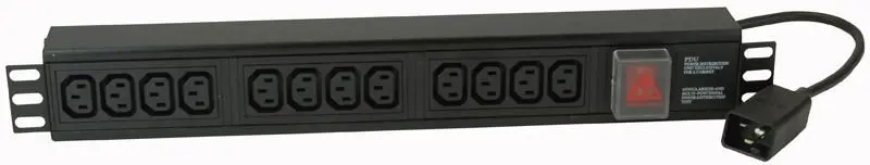 Powerdata 12-Way IEC C13 PDU with C20 Plug, 16A, 1.5U Rack Mount