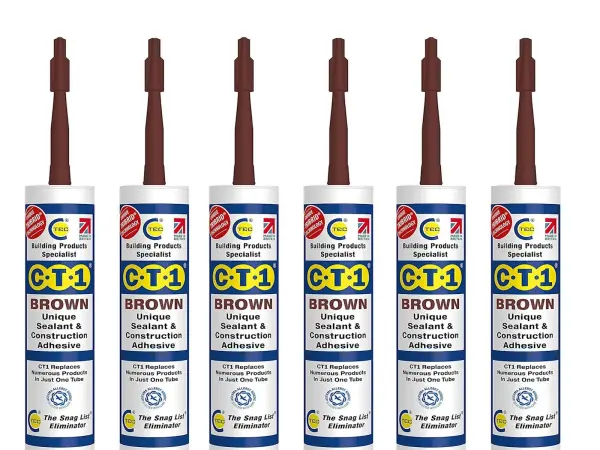 CT1 Brown Building Sealant & Adhesive with TRIBRID Technology, Pack of 6