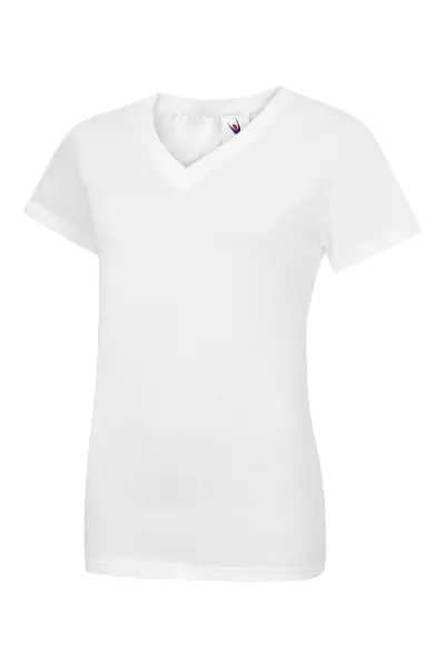 Uneek Clothing - T-Léine Aonchumtha Clasaiceach V-Neck – Bán – XL