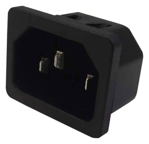 SCHURTER C14 Inlet, Snap-In, 6.3mm Tab, 1mm Panel