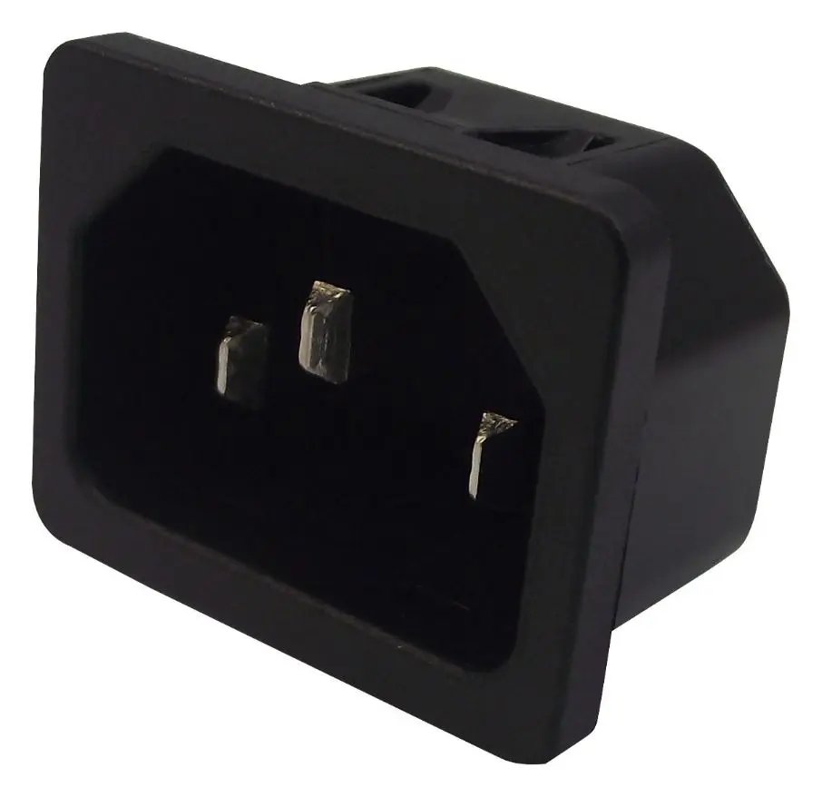 SCHURTER - C14 插頭, 卡扣式安裝, 6.3毫米端子, 1毫米面板