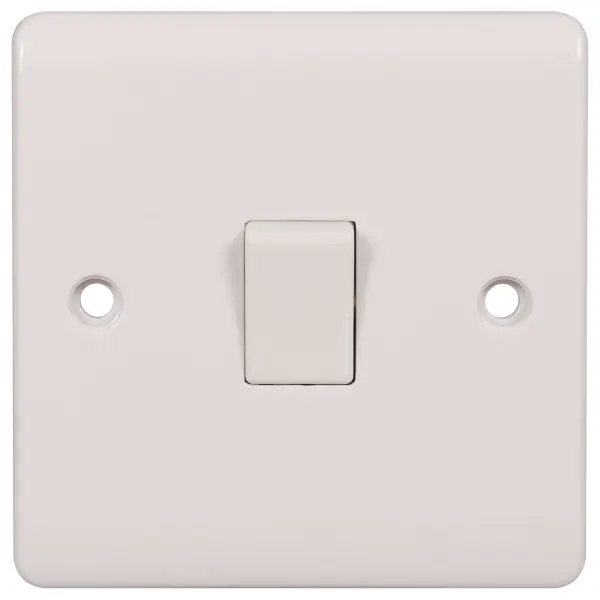PRO-ELEC Single Gang 1 Way 10A White Wall Switch