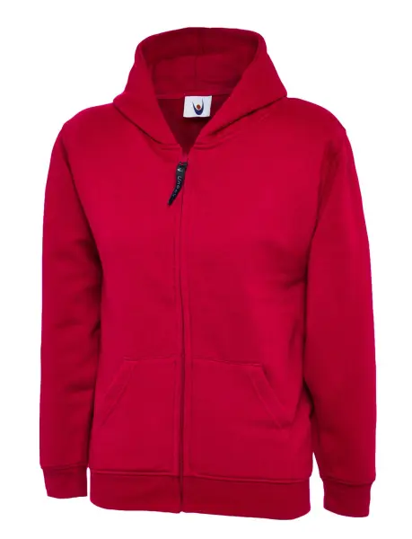 Uneek Kids' Classic Full Zip Hoodie - Red - Size 7/8 Years