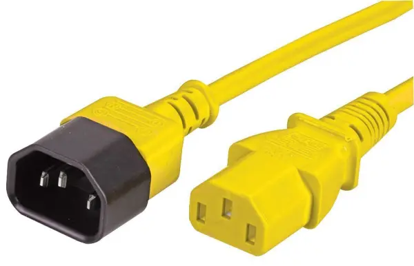 HiLo PRO ELEC Cordon de prolongation IEC C14 vers C13, Jaune, 2m, 10A, 250V