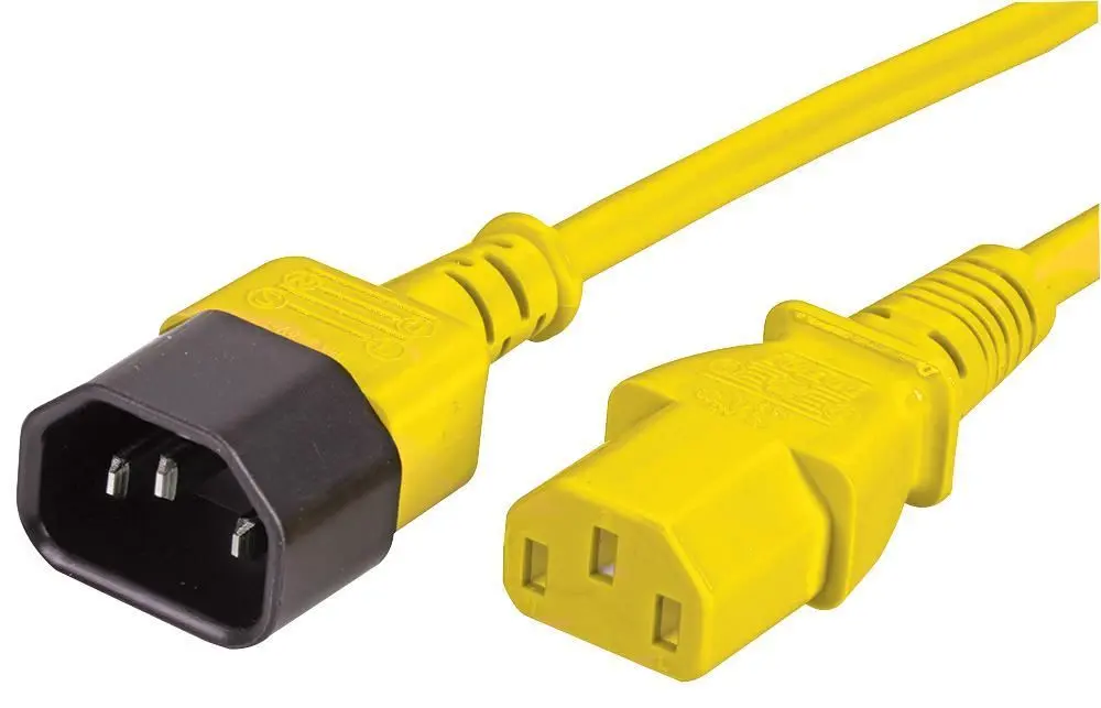 HiLo Cabo de Extensão IEC C14 para C13, Amarelo, 2m, 10A, 250V